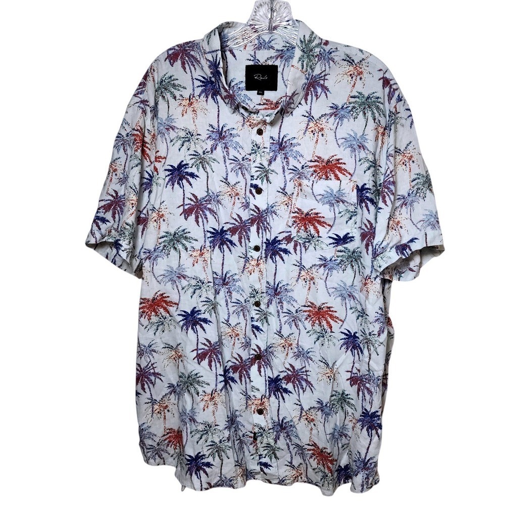 Rails Carson Mens XXL Palm Pride‎ Linen Blend Short Sleeve Button Down Shirt